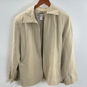 Vintage Norm‎ Thompson Silk Linen Blend Blazer Jacket Neutral Minimalist Size 16
